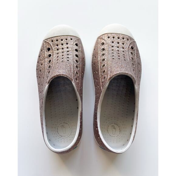 Native Kids Jefferson Bling Glitter Shoes Rose Gold Size 12 Slip On - Picture 4 of 6